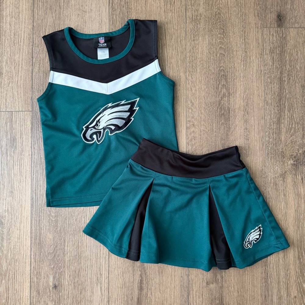 Philadelphia Eagles Cheerleader Set NFL Team Apparel Girls 6X Green 2-Piece